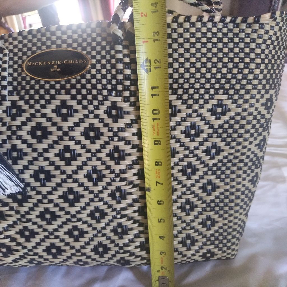 NWOT Women's Mackenzie-Childs Black & Beige Woven Tote Bag One Size - Picture 12 of 14